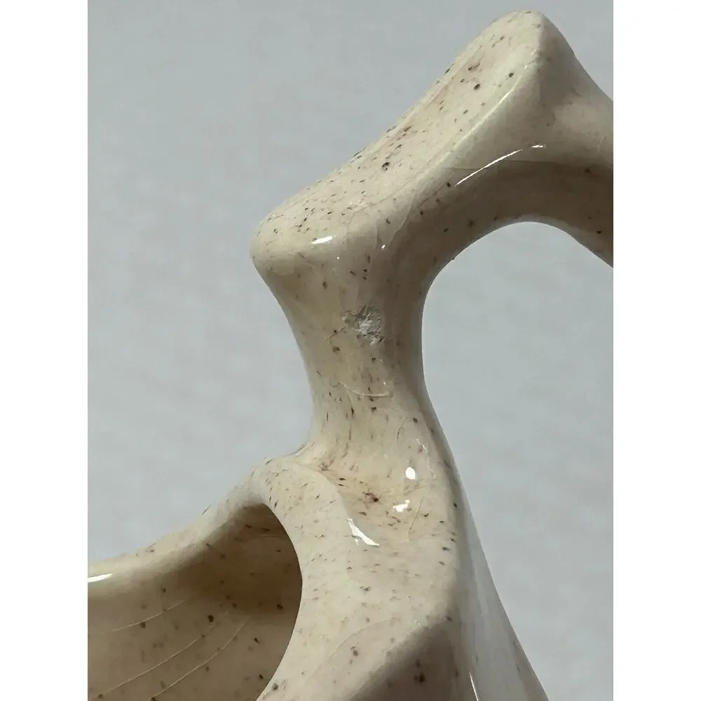 6” Beige W/‎ Brown Speckles 1983 Handmade Pottery Pitcher Vase READ
